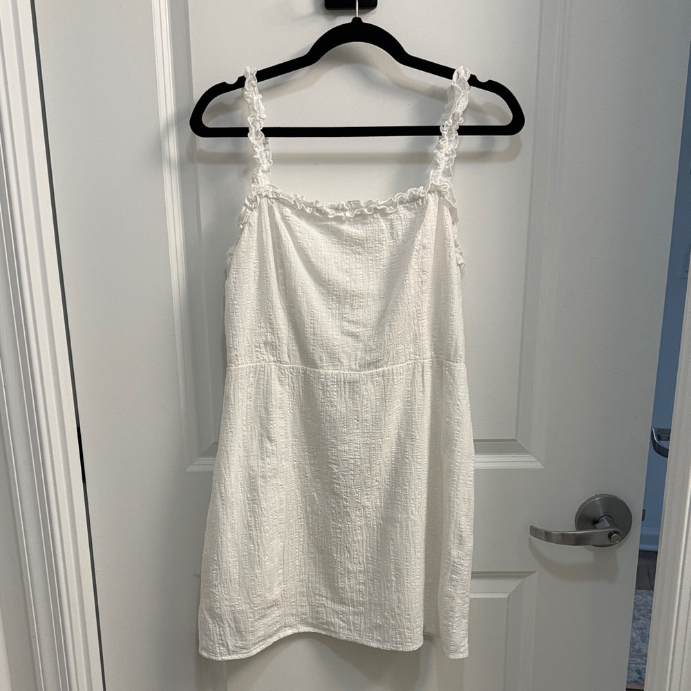 Sadie and Sage White Textured Dress with Ruffled Straps